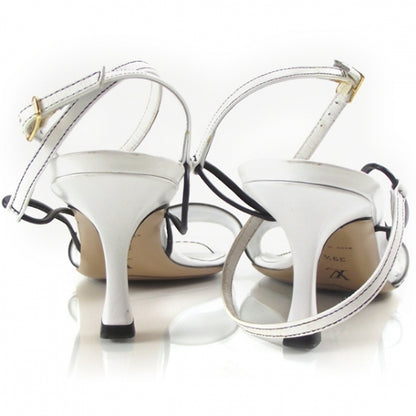 Louis Vuitton White Fleur Leather Heels 39.5 3 of 8