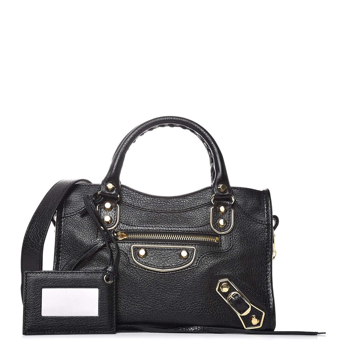 Chevre Gold Metallic Edge Hardware Mini City Black