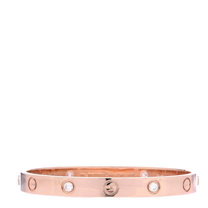 Cartier 18K Pink Gold 4 Diamond LOVE Bracelet 16 1 of 8