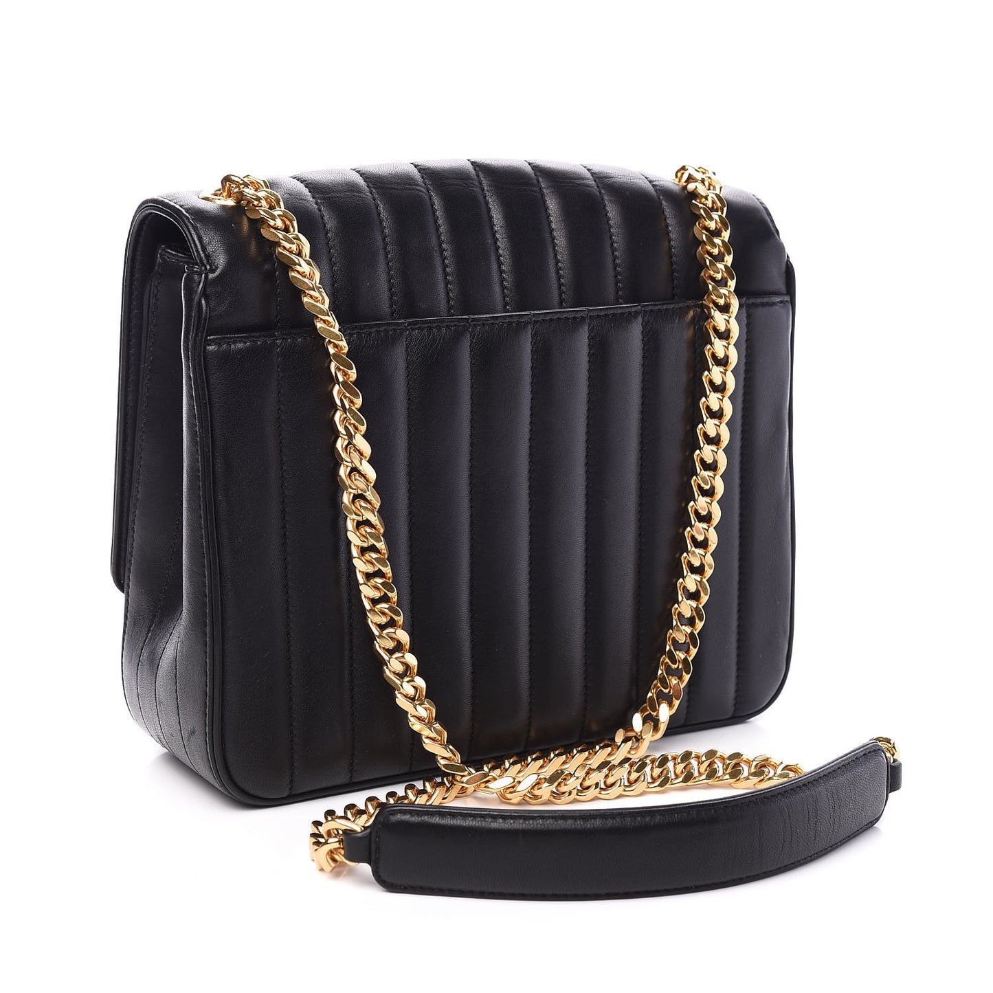 Lambskin Matelasse Monogram Large Vicky Chain Bag Black