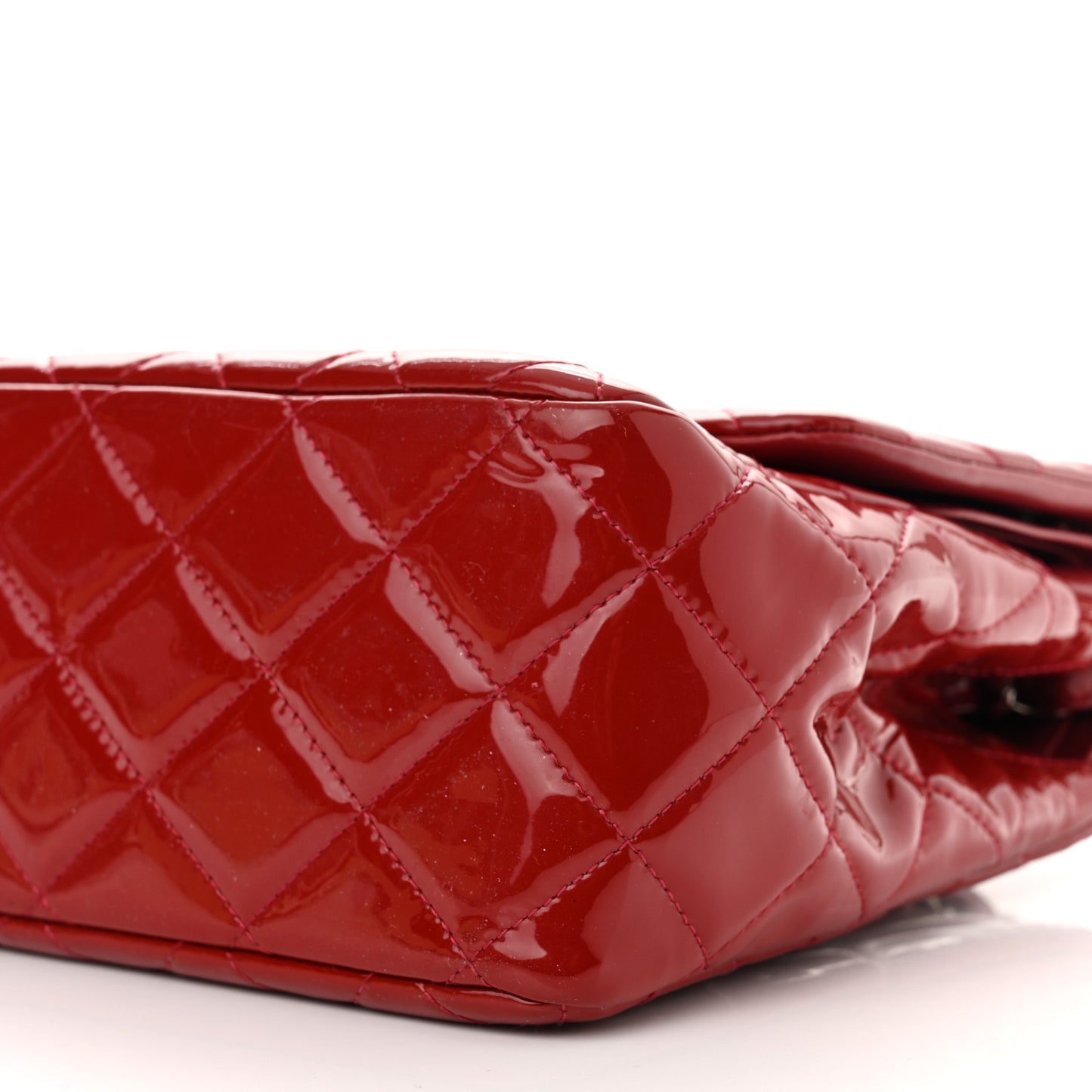 Patent Quilted Jumbo Double Flap Red