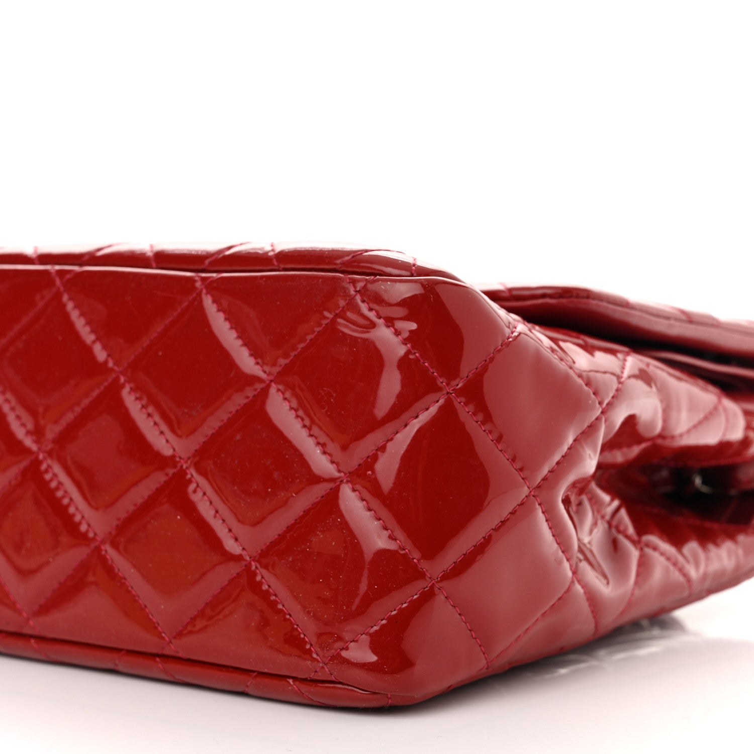 Chanel Patent Quilted Jumbo Double Flap Red 10 of 11