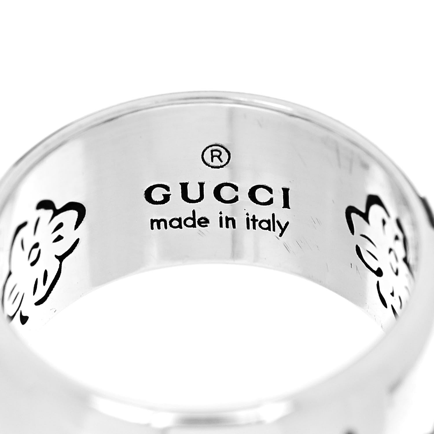 Gucci Sterling Silver Wide Blind for Love Band Ring 48 4.5 4 of 5