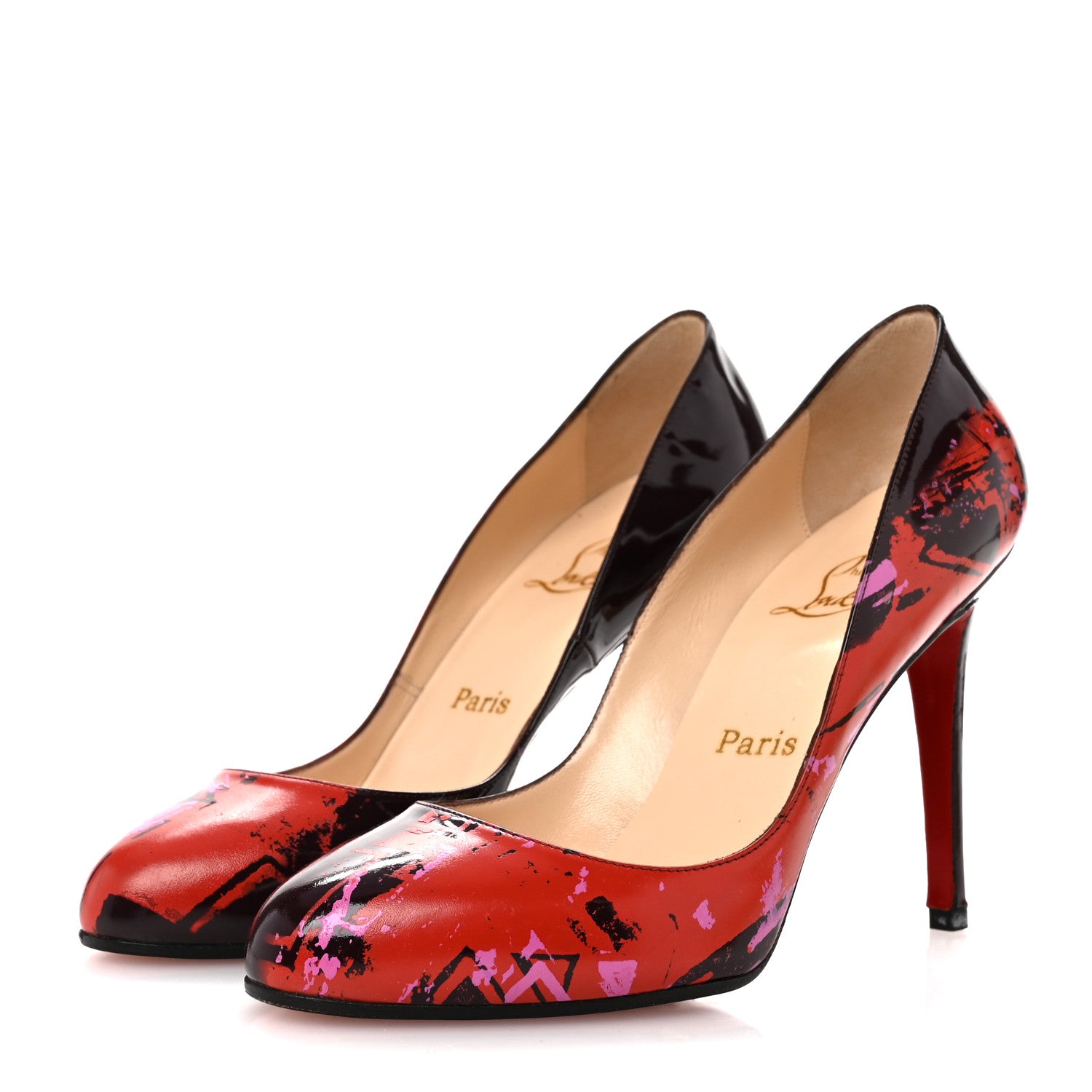 Christian Louboutin Patent Painted Clichy 100 Pumps 38.5 Burgundy 4 of 10