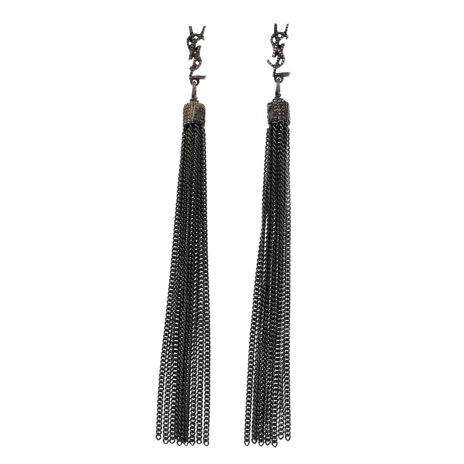Saint Laurent Metal Monogram Loulou Tassel Earrings Silver 1 of 4