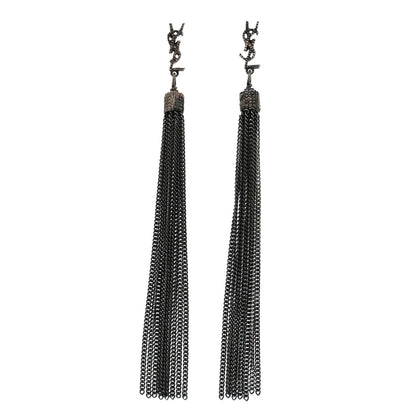 Saint Laurent Metal Monogram Loulou Tassel Earrings Silver 1 of 4