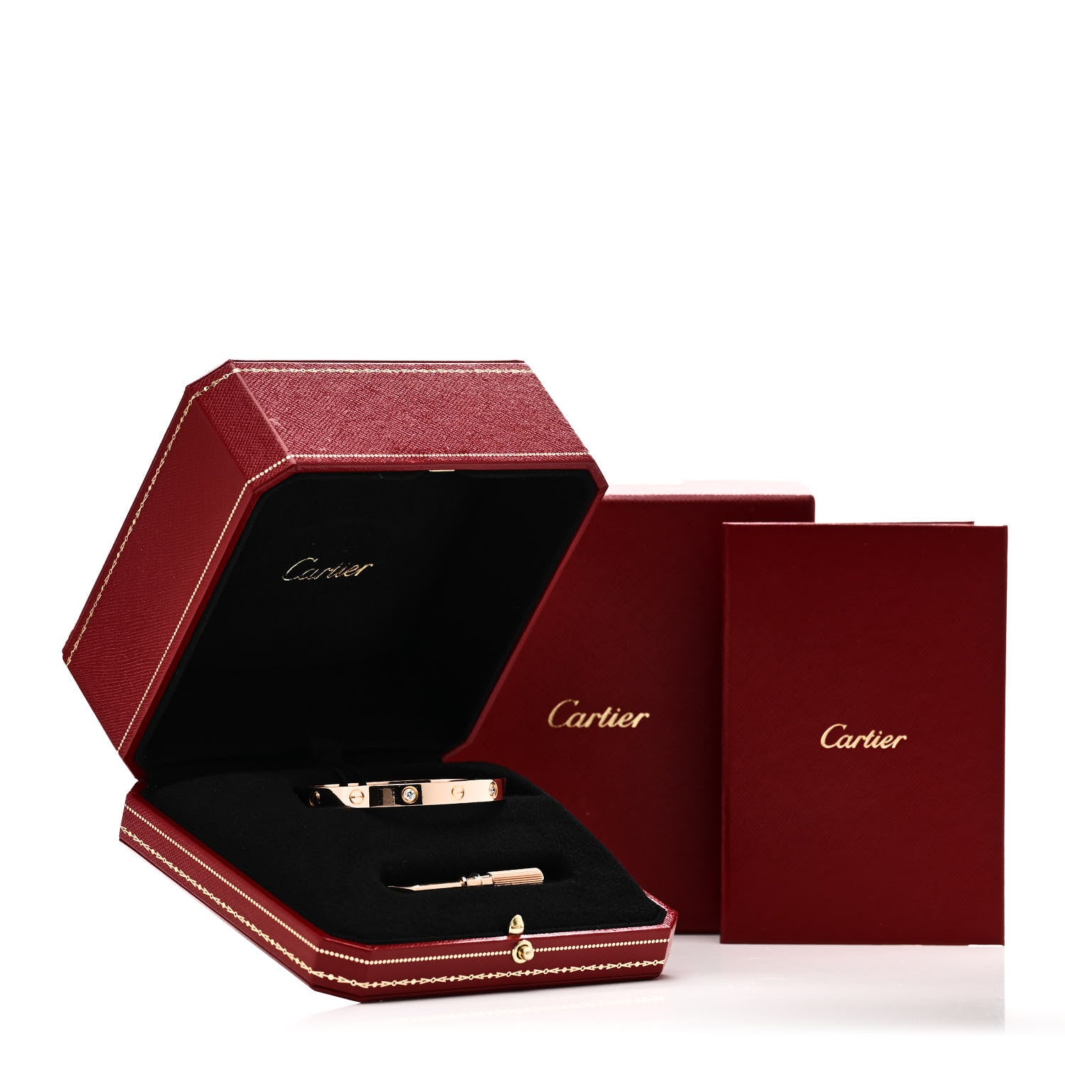Cartier 18K Pink Gold 4 Diamond LOVE Bracelet 17 9 of 9