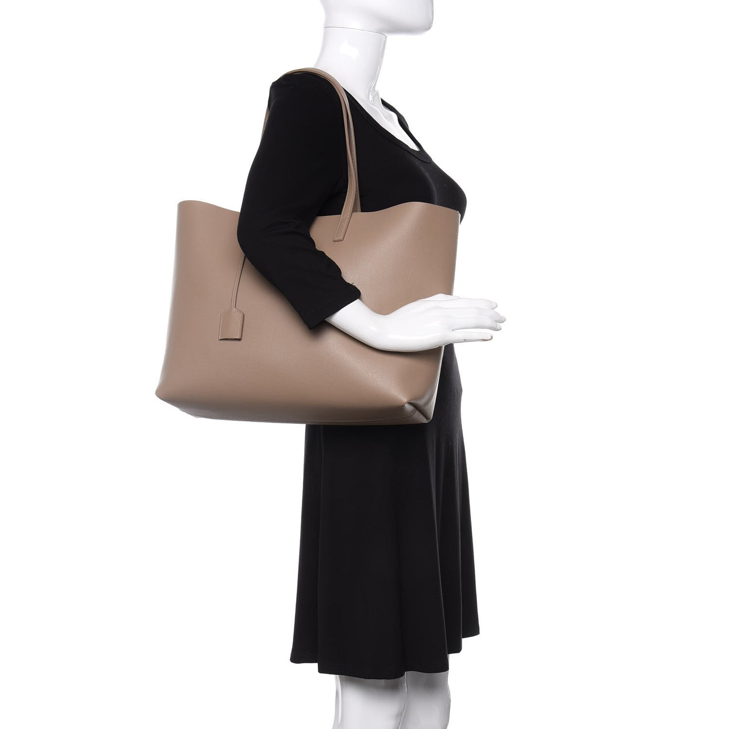 Calfskin Large Shopping Tote Dark Beige