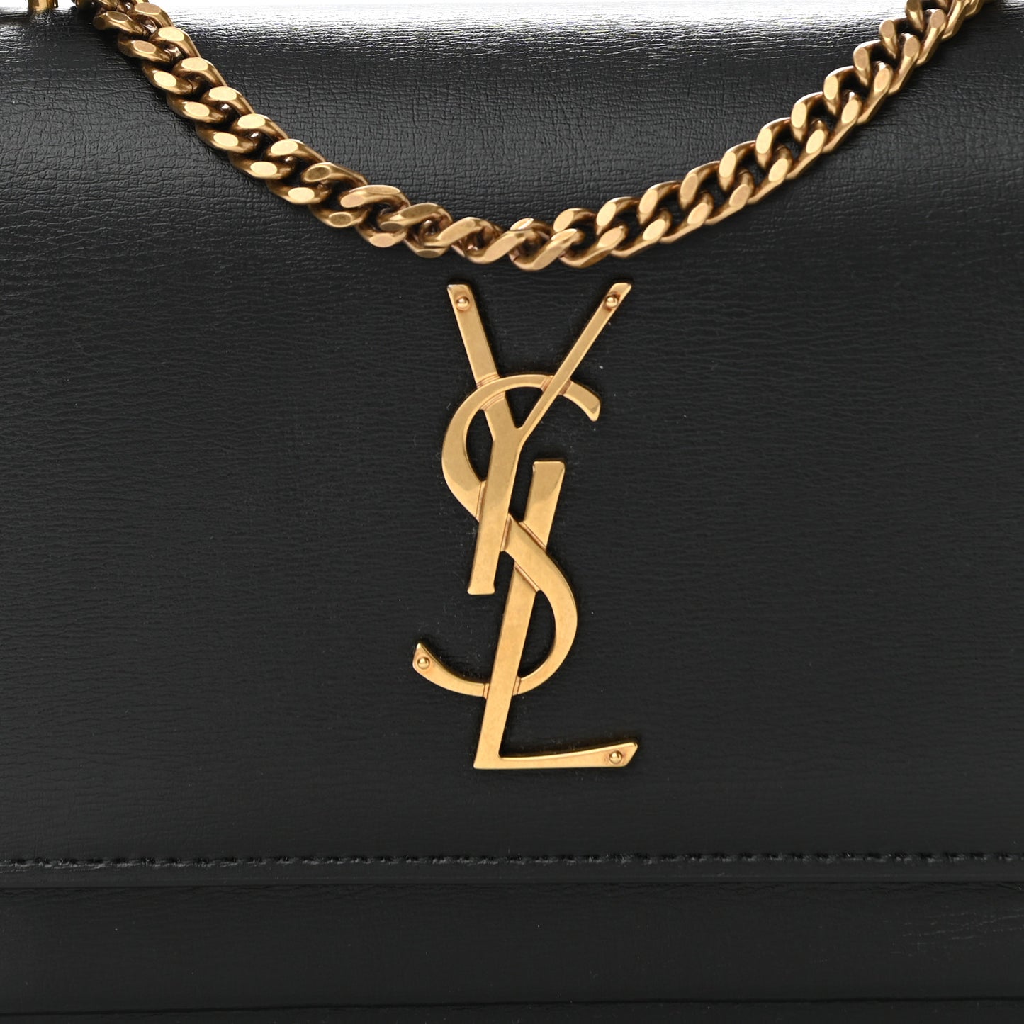 Calfskin Monogram Sunset Chain Wallet Black