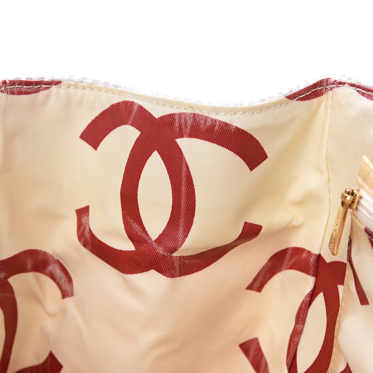 Woven Canvas Bekko Chain Tote White