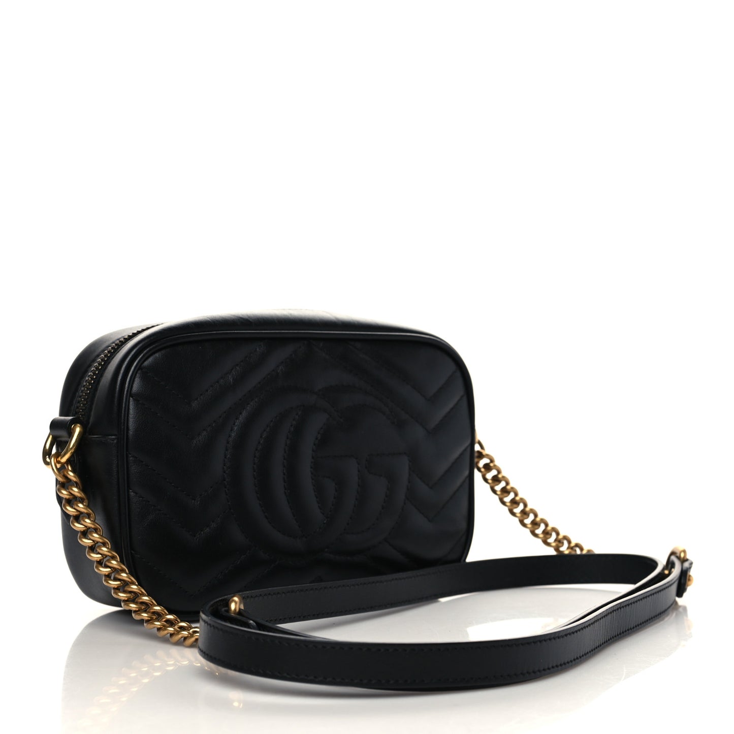 Calfskin Matelasse Mini GG Marmont Chain Shoulder Bag Black