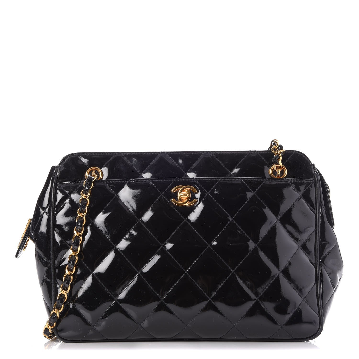 Chanel Patent Quilted Camera Case Black 1 of 9
