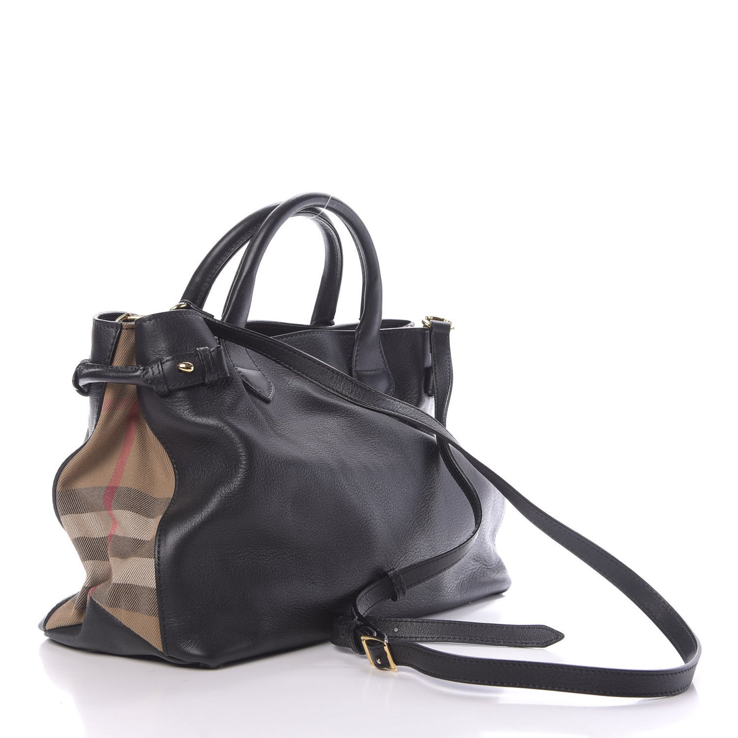 Smooth Calfskin Medium Banner Tote Black