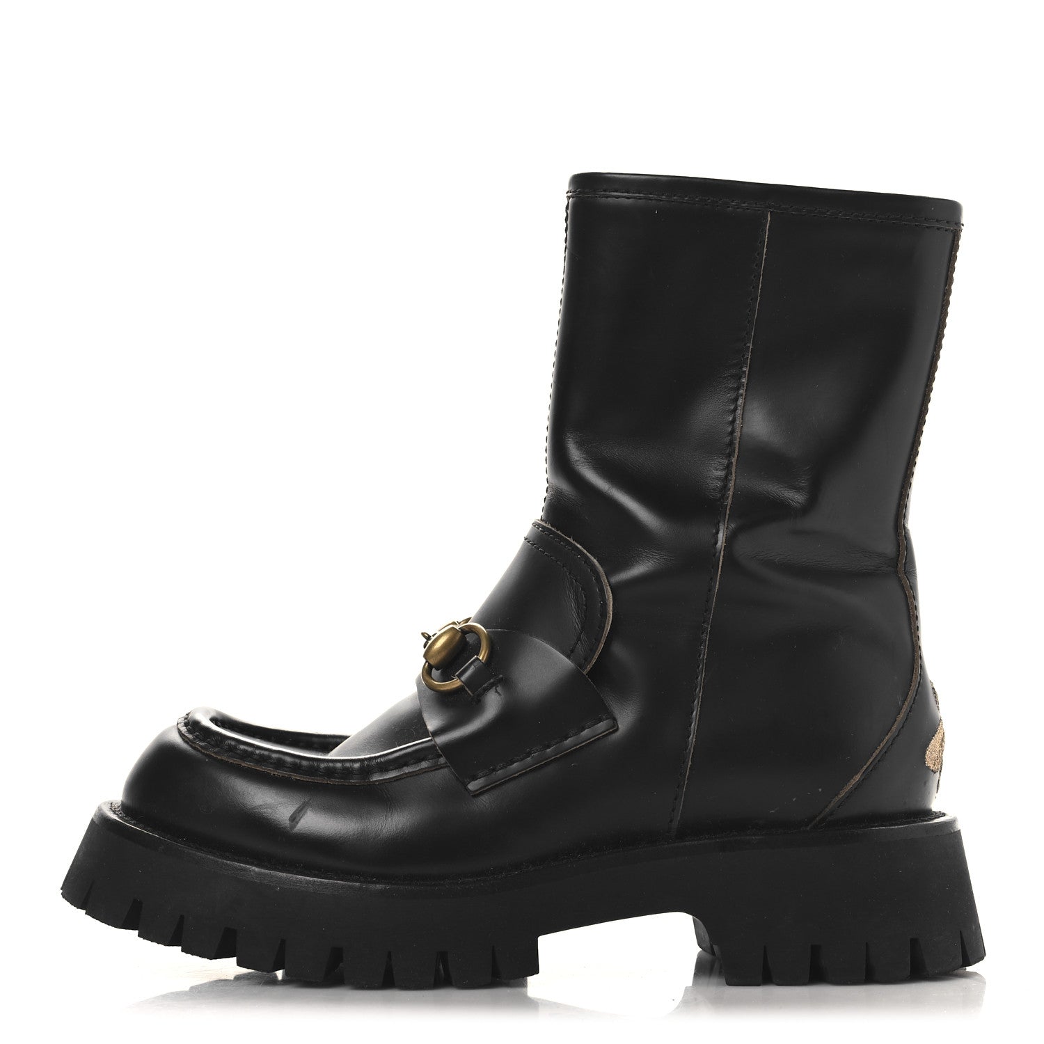Gucci Cordovan Lux Womens Harald Horsebit 25mm Platform Boots 36 Black 1 of 9