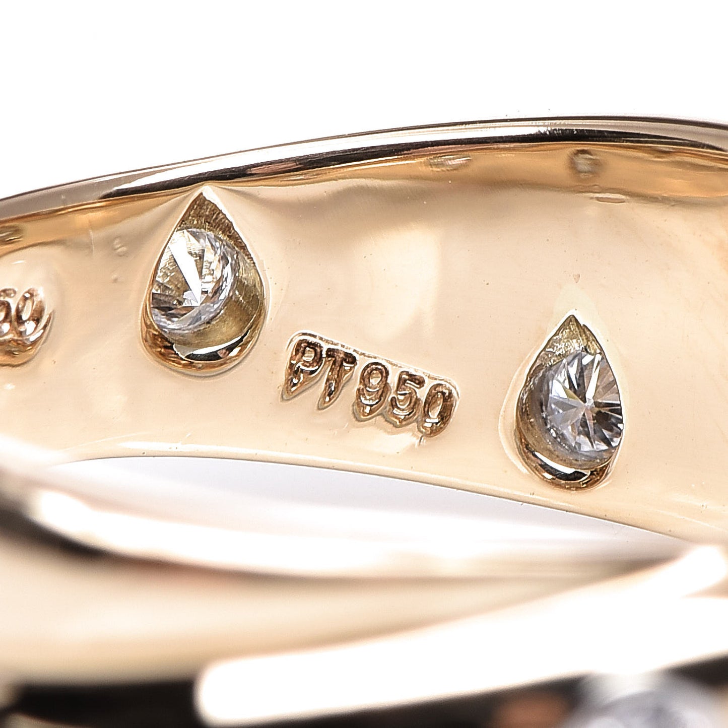 18K Yellow Gold Platinum Diamond Etoile Twist Band Ring 53 6.25