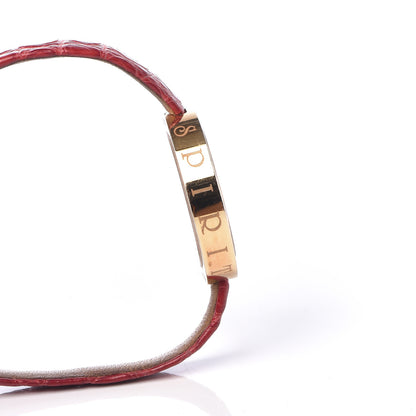 Chopard 18K Yellow Gold Alligator Diamond Happy Spirit Bracelet Red 9 of 10