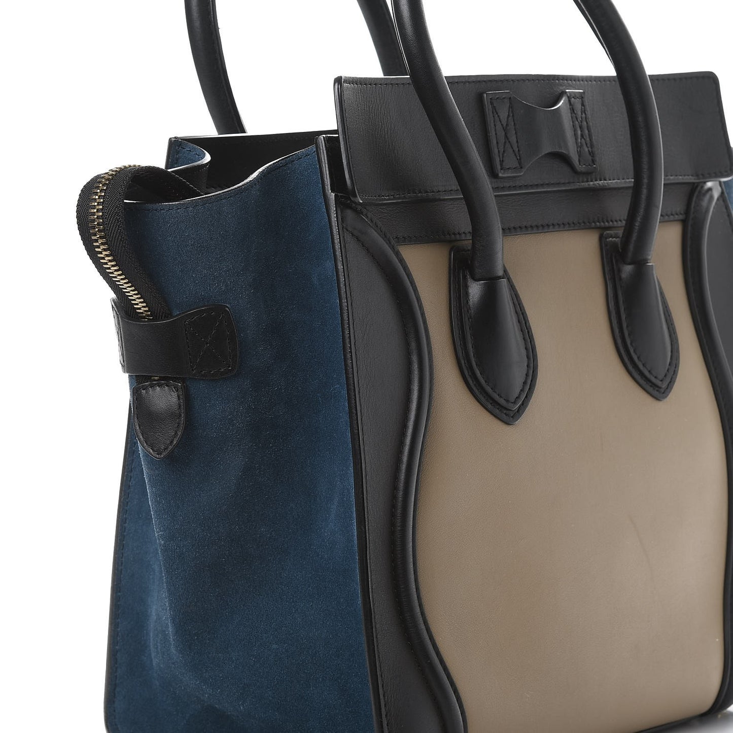 Smooth Calfskin Suede Mini Tri-Color Luggage Beige