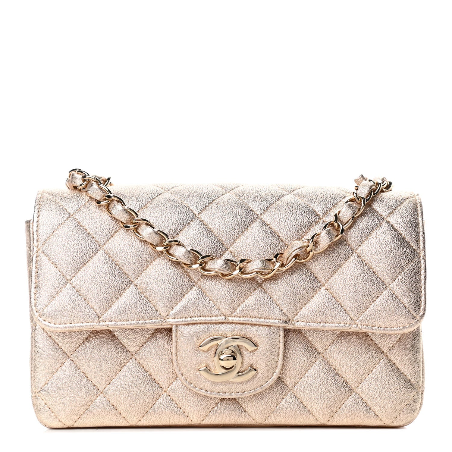 Chanel Metallic Lambskin Quilted Mini Rectangular Flap Gold 1 of 4
