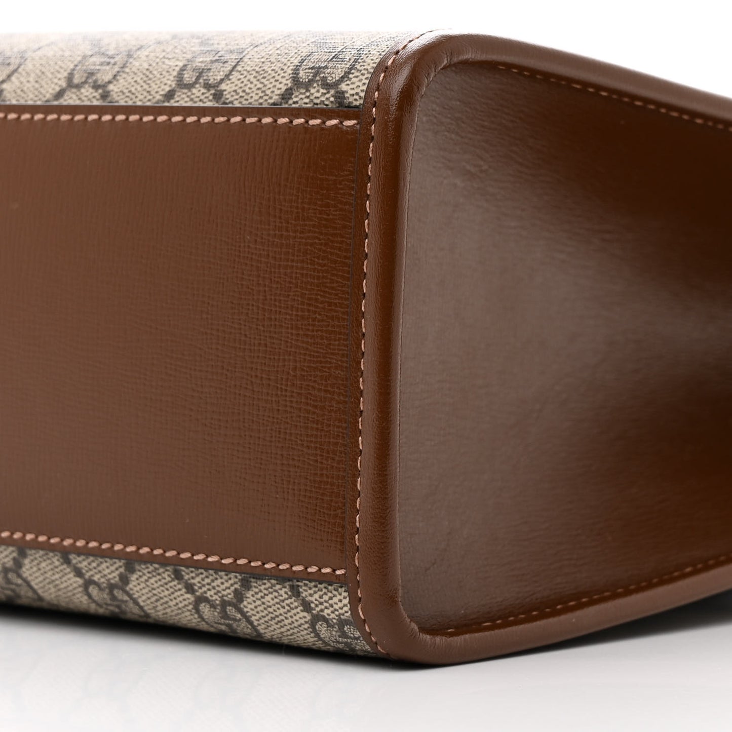 GG Supreme Monogram Textured Dollar Calfskin Web Medium Retro Interlocking G Vertical Tote Bag Beige Ebony Brown Sugar