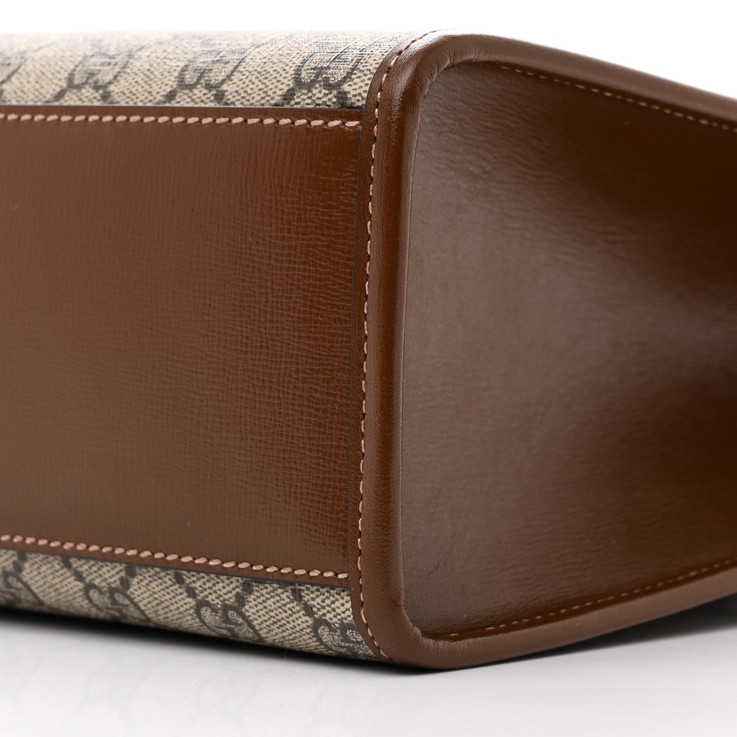 Gucci GG Supreme Monogram Textured Dollar Calfskin Web Medium Retro Interlocking G Vertical Tote Bag Beige Ebony Brown Sugar 10 of 10