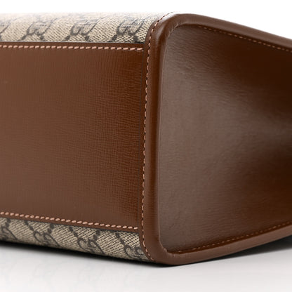 Gucci GG Supreme Monogram Textured Dollar Calfskin Web Medium Retro Interlocking G Vertical Tote Bag Beige Ebony Brown Sugar 10 of 10