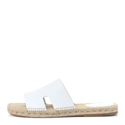 Hermes Calfskin Mens Antigua Espadrille Sandals 44 White 1 of 6