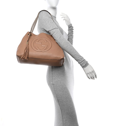 Gucci Pebbled Calfskin Medium Soho Chain Shoulder Bag Camelia 3 of 11