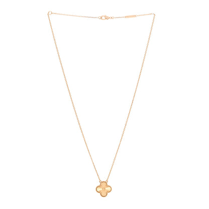 Van Cleef & Arpels 18K Yellow Gold Guilloche Vintage Alhambra Pendant Necklace 3 of 6