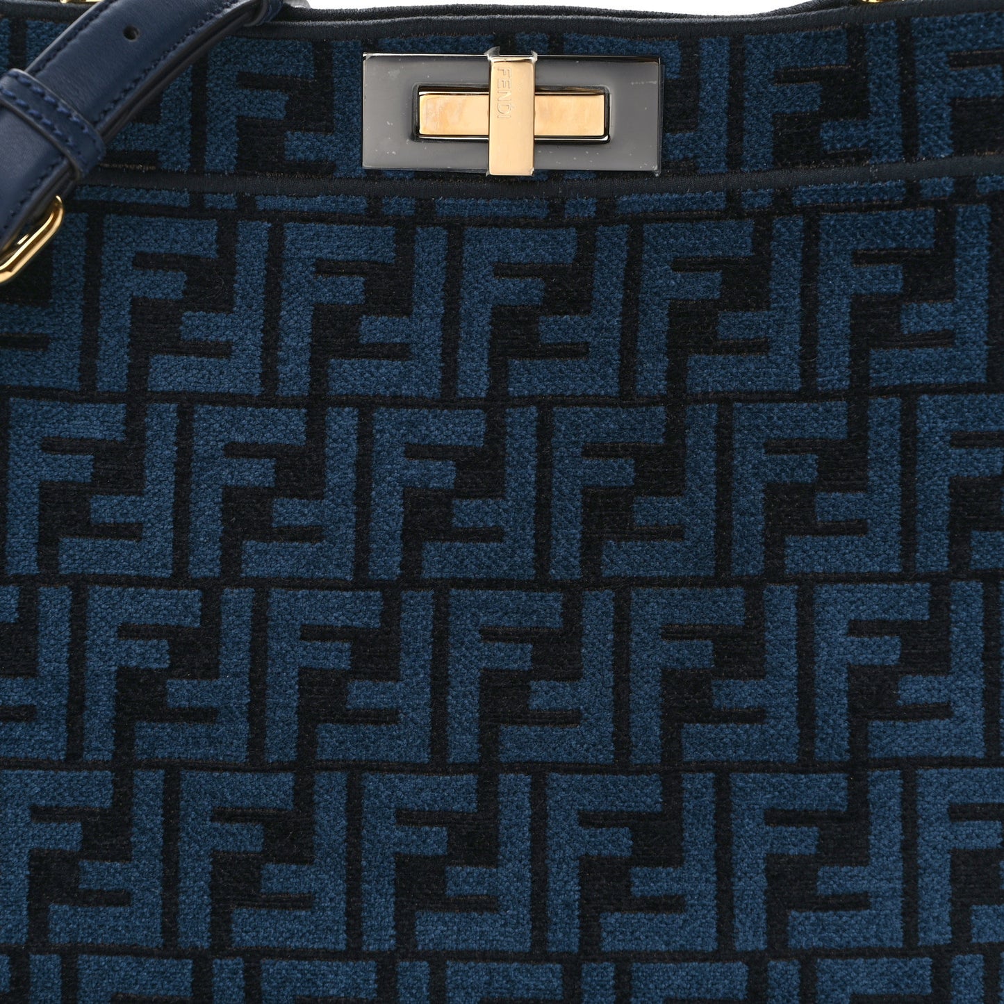 Chenille Vitello Seta FF Medium Peekaboo I SEE U Satchel Blue Black