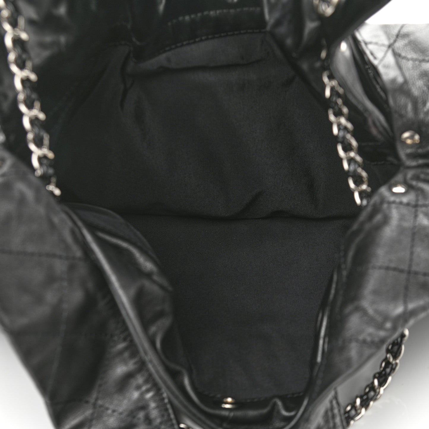 Vinyl Calfskin Quilted Flap Messenger Black