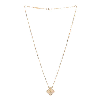 Van Cleef & Arpels 18K Yellow Gold Guilloche Vintage Alhambra Pendant Necklace 2 of 4