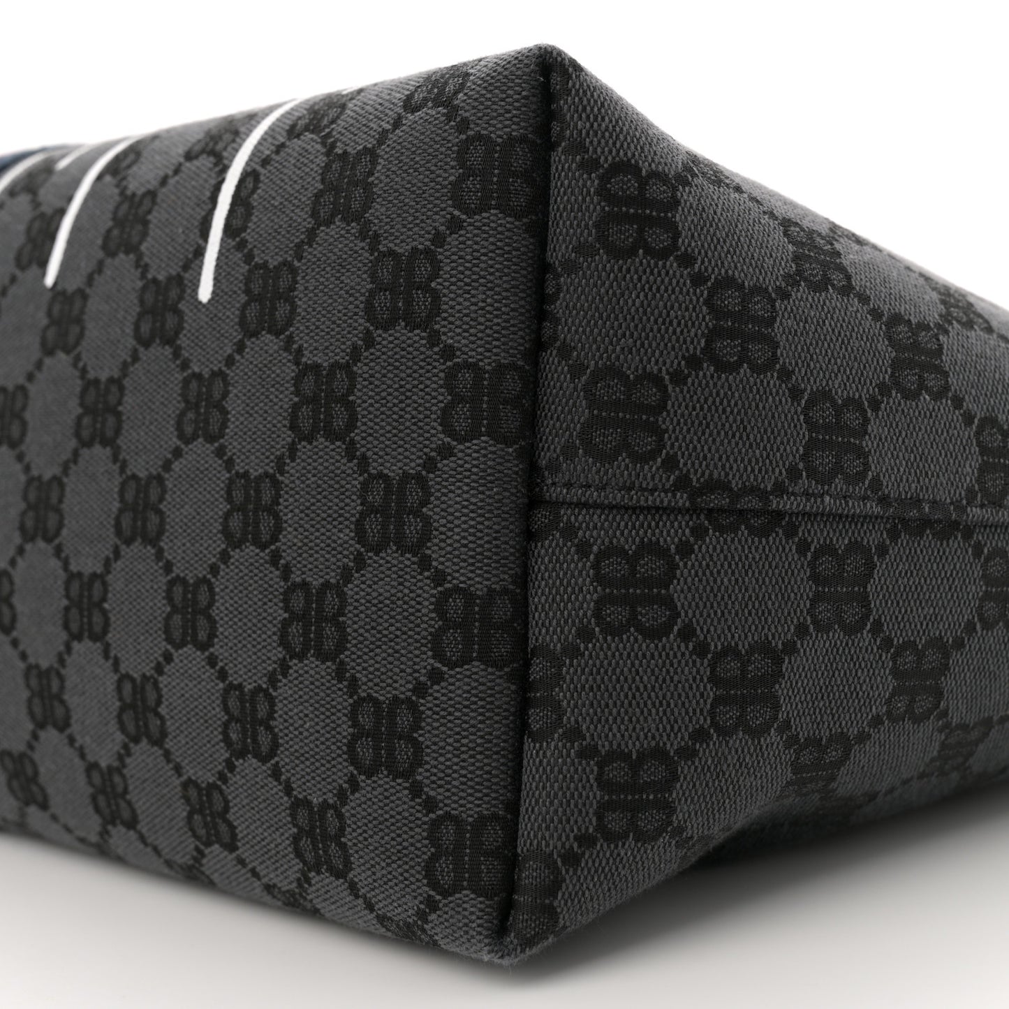 X BALENCIAGA BB Monogram Web Graffiti Medium Ophidia Shopping Tote Black