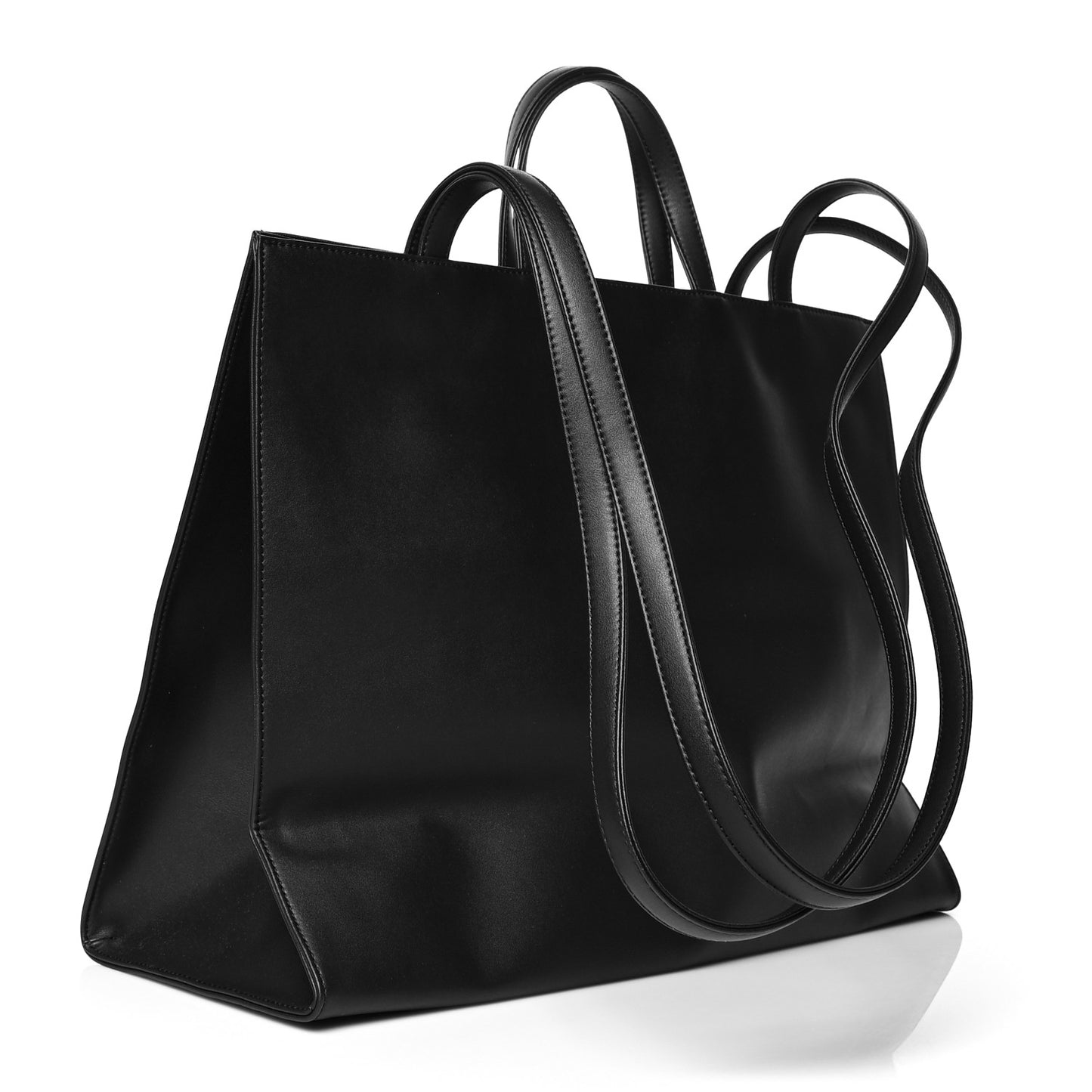 Vegan Leather Large Shopping Bag Black