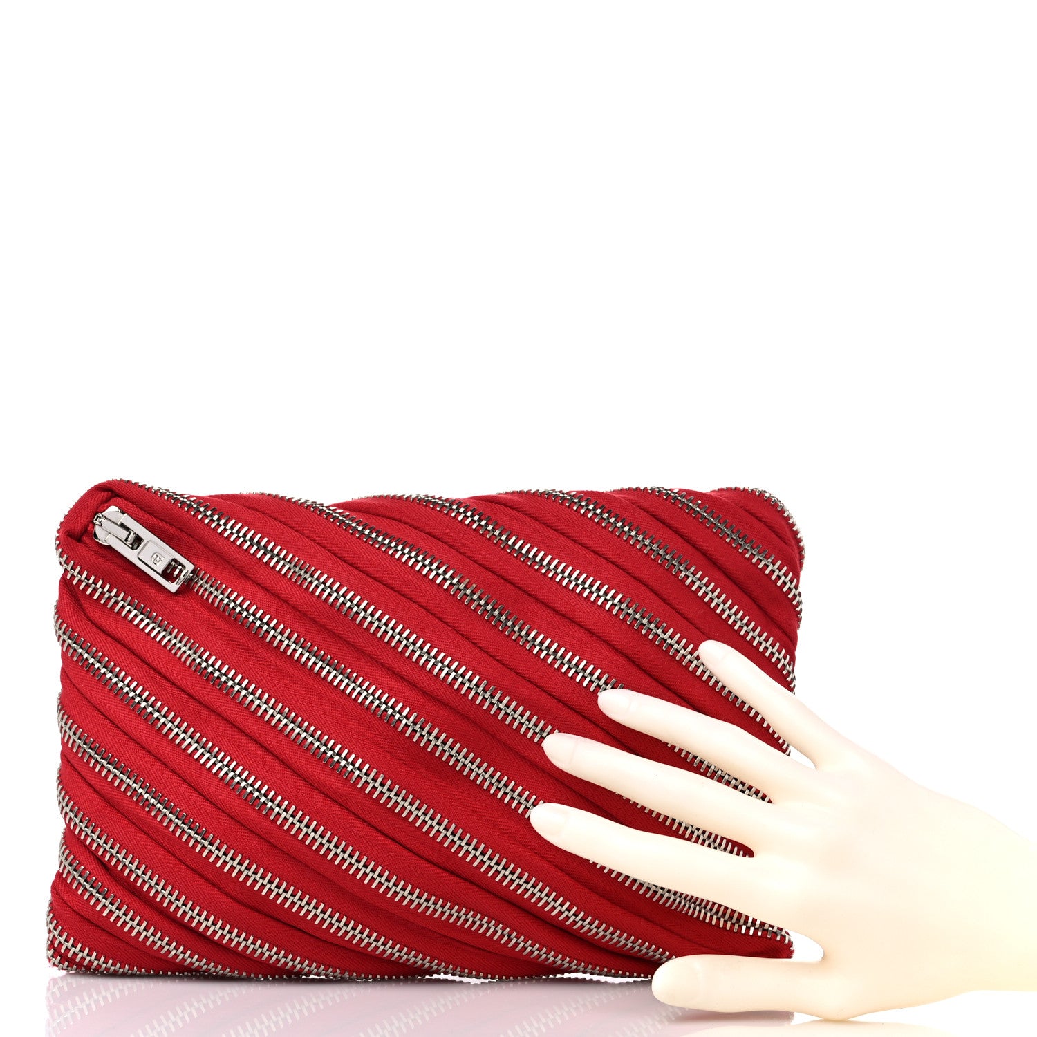 Alexander Wang Metal Nylon Zipper Clutch Red 2 of 8