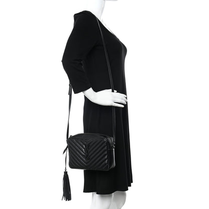 Saint Laurent Calfskin Matelasse Monogram Monochrome Lou Camera Bag Black 2 of 12