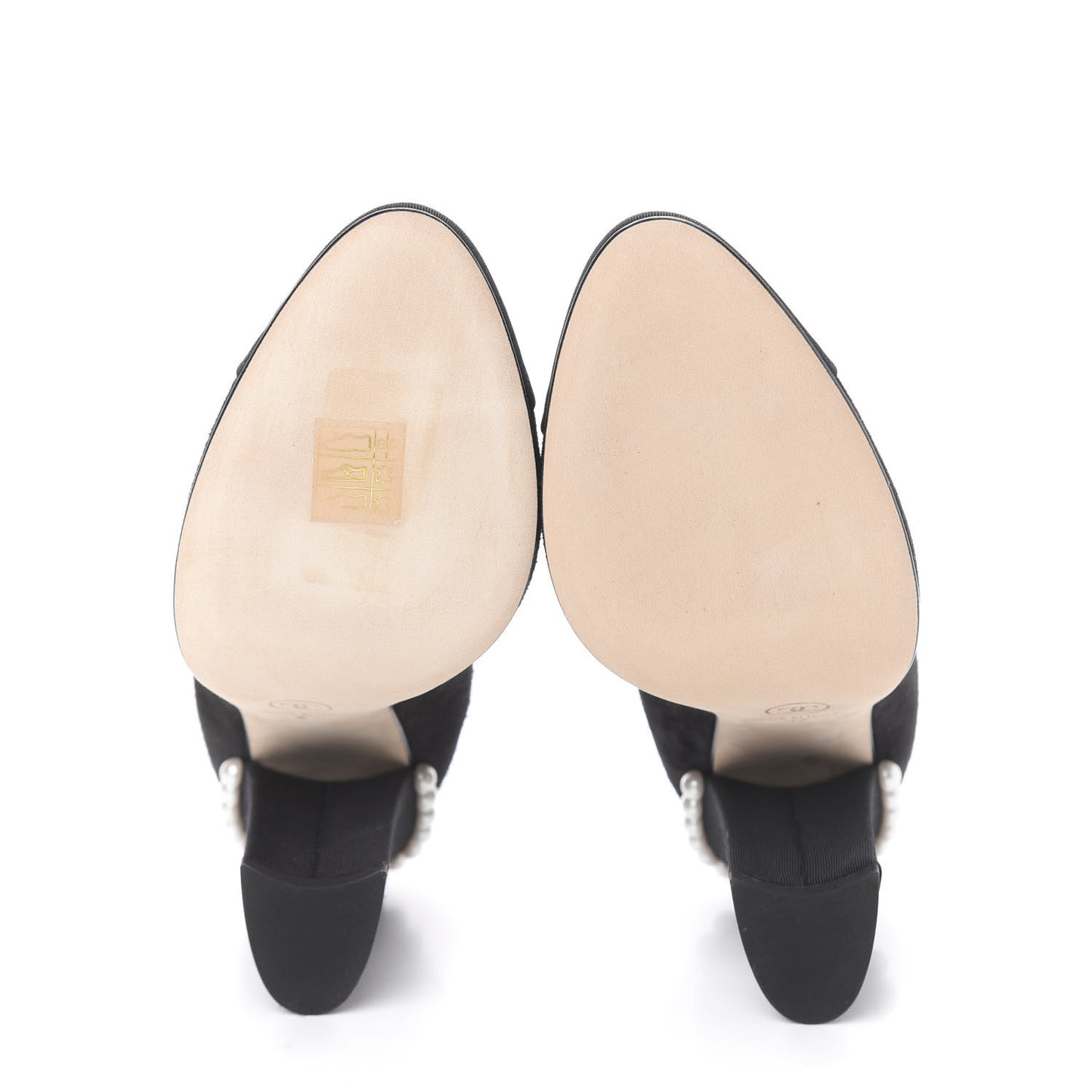 Suede Grosgrain Pearl CC Cap Toe Pump 37 Black