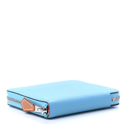 Hermes Epsom Silk'In Compact Wallet Bleu Du Nord 3 of 4