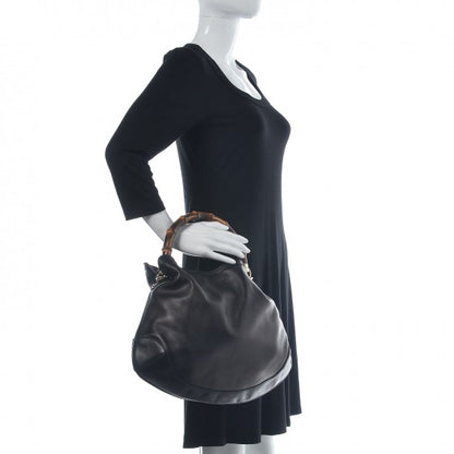 Gucci Calfskin Medium Peggy Bamboo Handle Hobo Black 3 of 10
