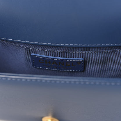 Chanel Calfskin Quilted Medium Top Handle Boy Flap Blue 8 of 14