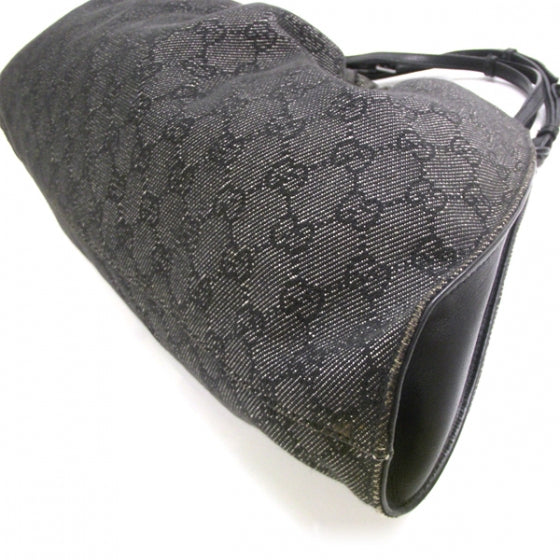 Denim Monogram Shoulder Bag Black