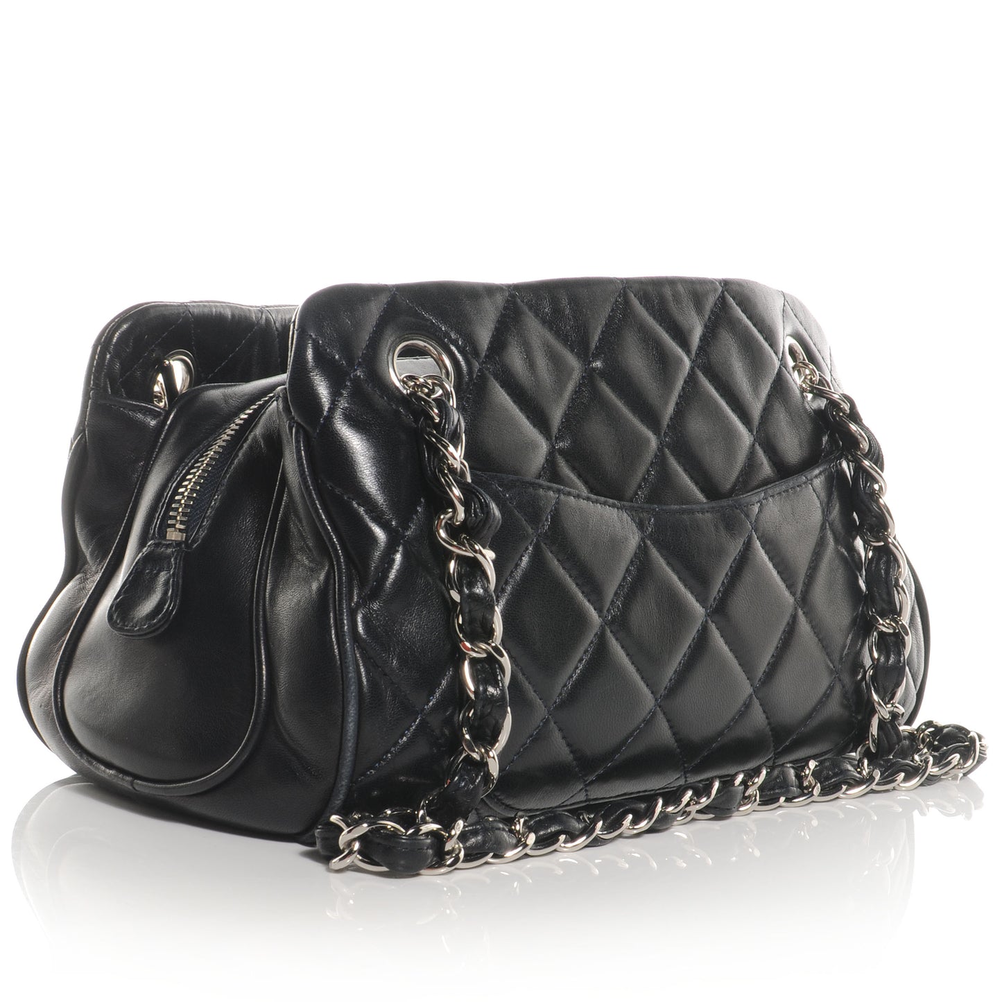 Lambskin Timeless Shopping Tote Navy Blue