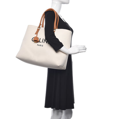 Celine Canvas Calfskin Horizontal Cabas Natural Tan 2 of 9