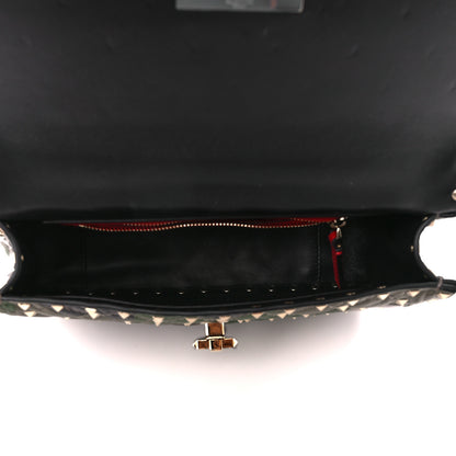 Valentino Garavani Nappa Camouflage Medium Rockstud Spike Shoulder Bag Verde Rouge 5 of 11