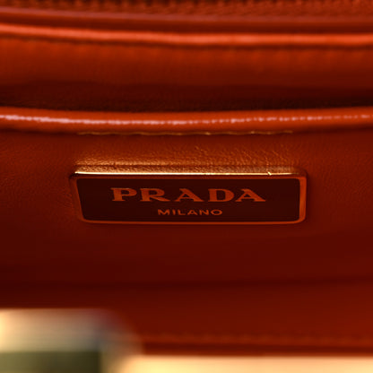 Prada Saffiano Vernice Frame Top Bag Papaya Rosso White 6 of 13