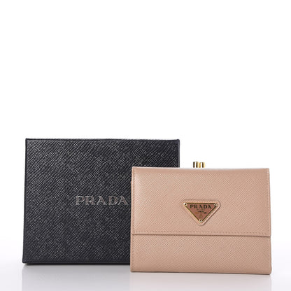 Prada Saffiano Kiss Lock Compact Wallet Cammeo 8 of 8