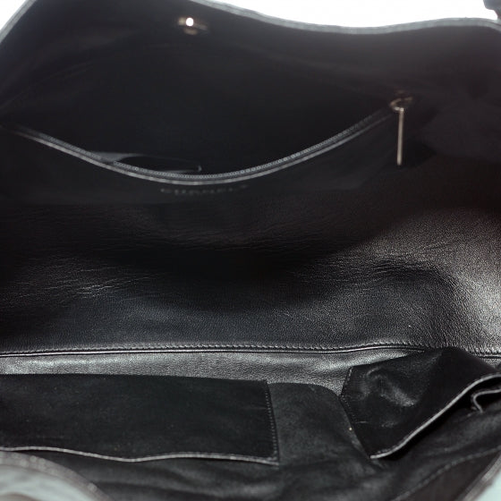 Leather Modern Chain Large Tote Black