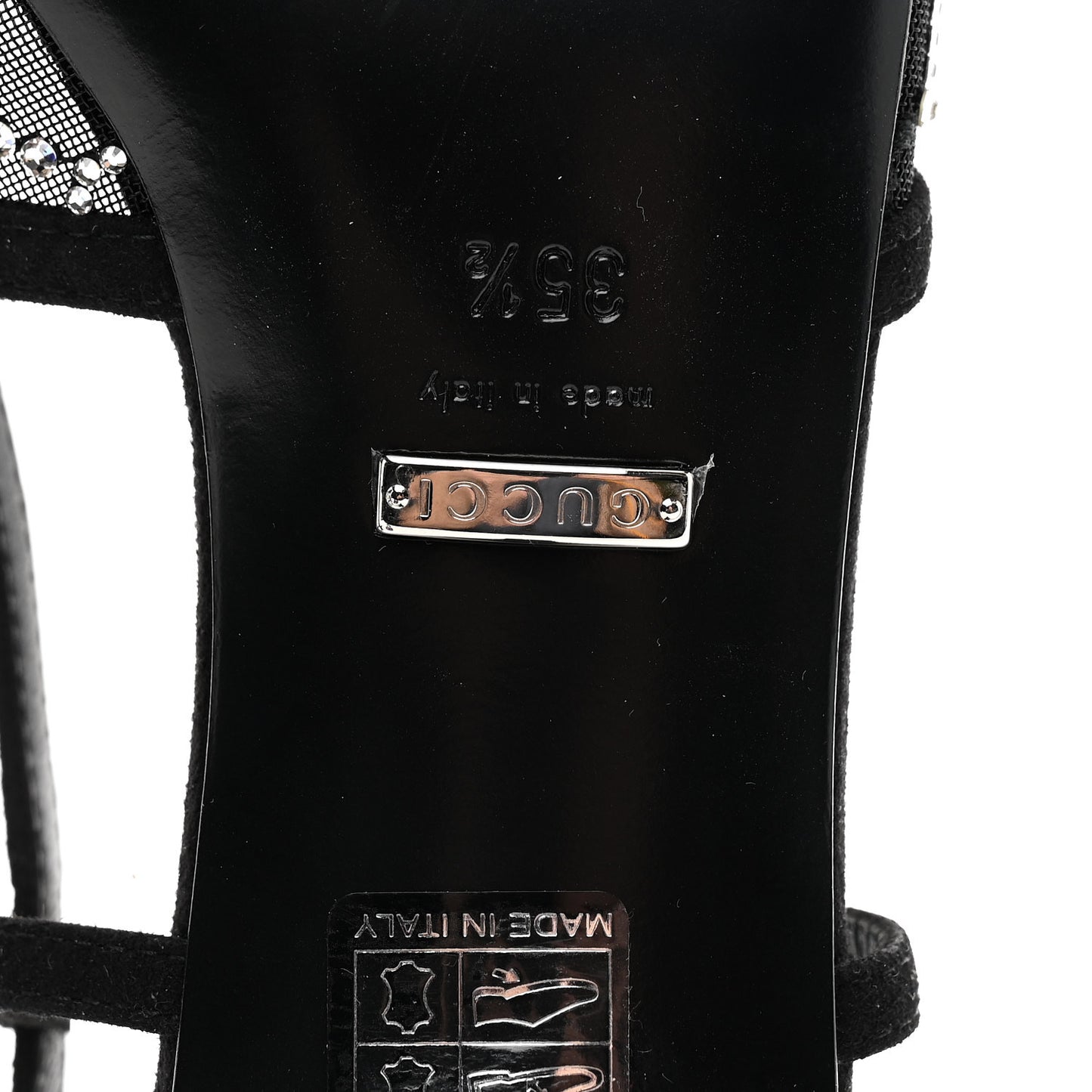 Tela Retino Kid Scamosciato Crystal GG Monogram Square G 35mm Slingback Pumps 35.5 Black