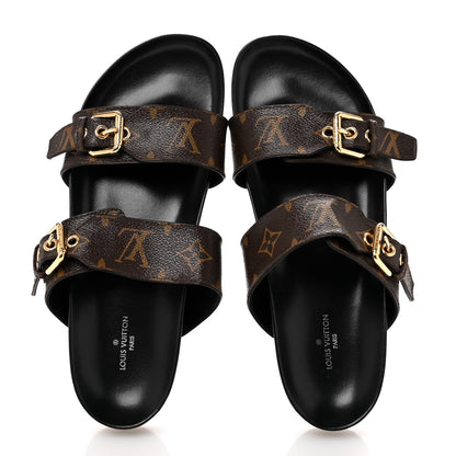 Louis Vuitton Monogram Bom Dia Mule Sandals 39 Black 2 of 11