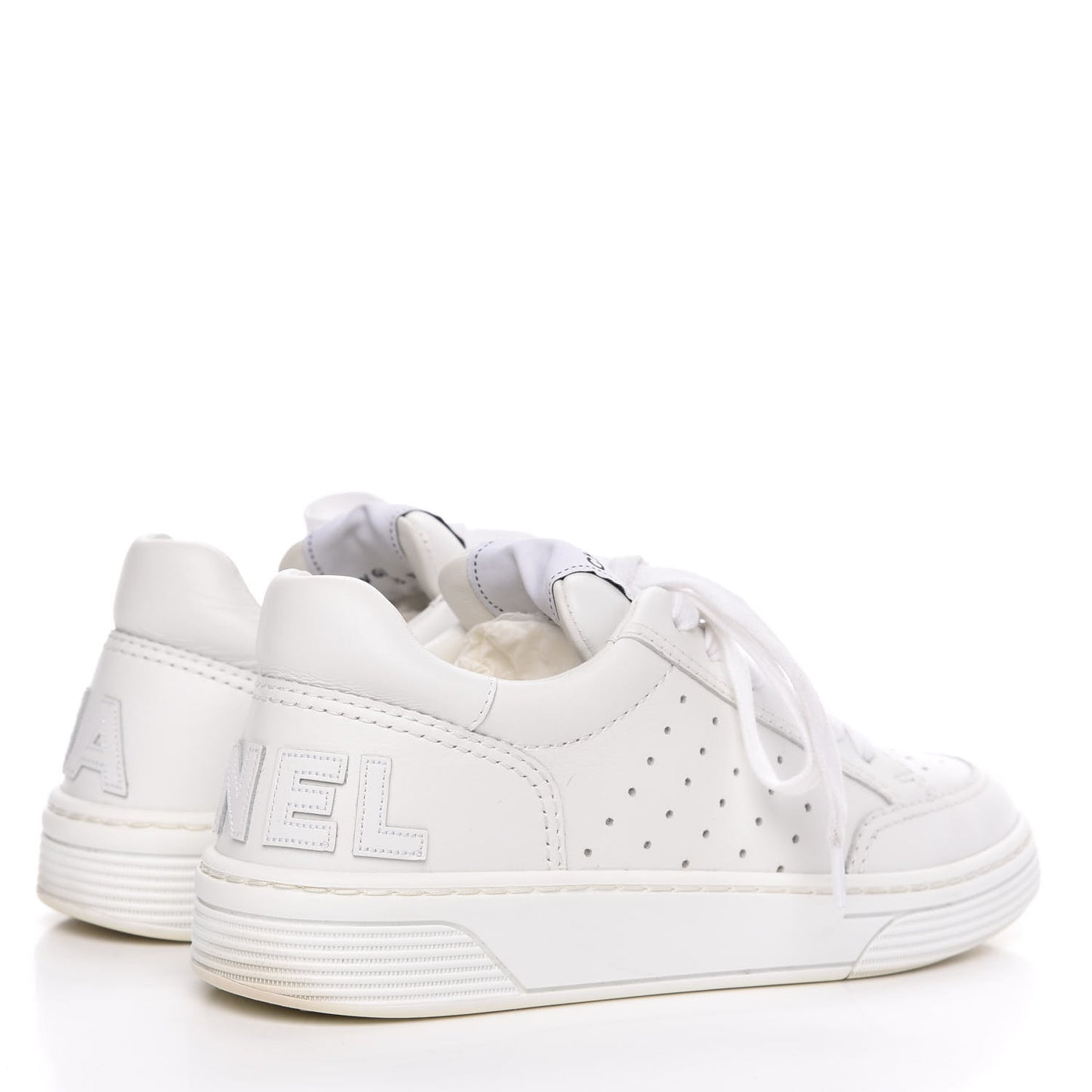 Calfskin Womens Logo Sneakers 36 White