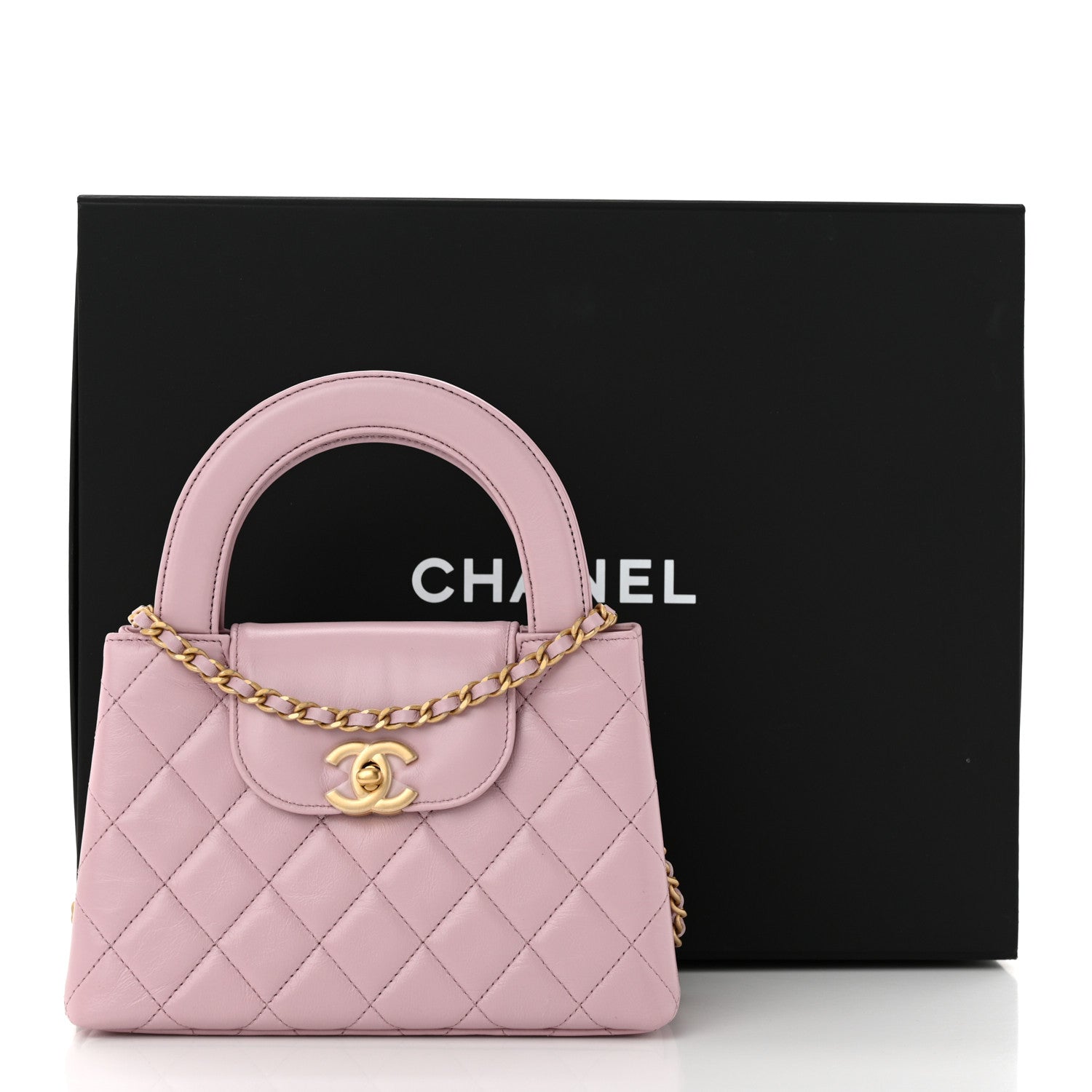 Chanel Shiny Aged Calfskin Quilted Nano Kelly Shopper Pink 11 of 11